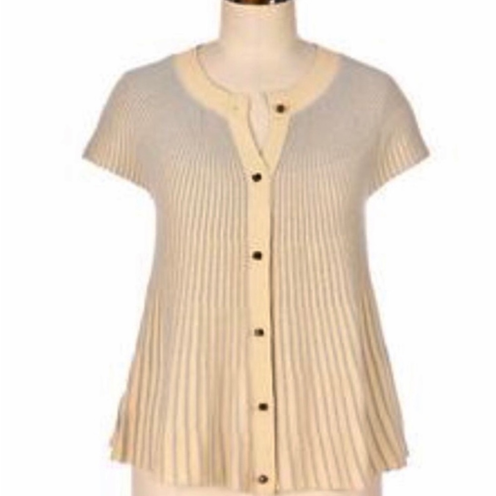 Anthropologie Moth Accordion Swing Sweater Cardigan with Wood Button